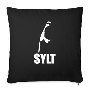 Sylt carte ville cadeau cool - Housse de coussin décorative 45 x 45 cm - noir - Devant