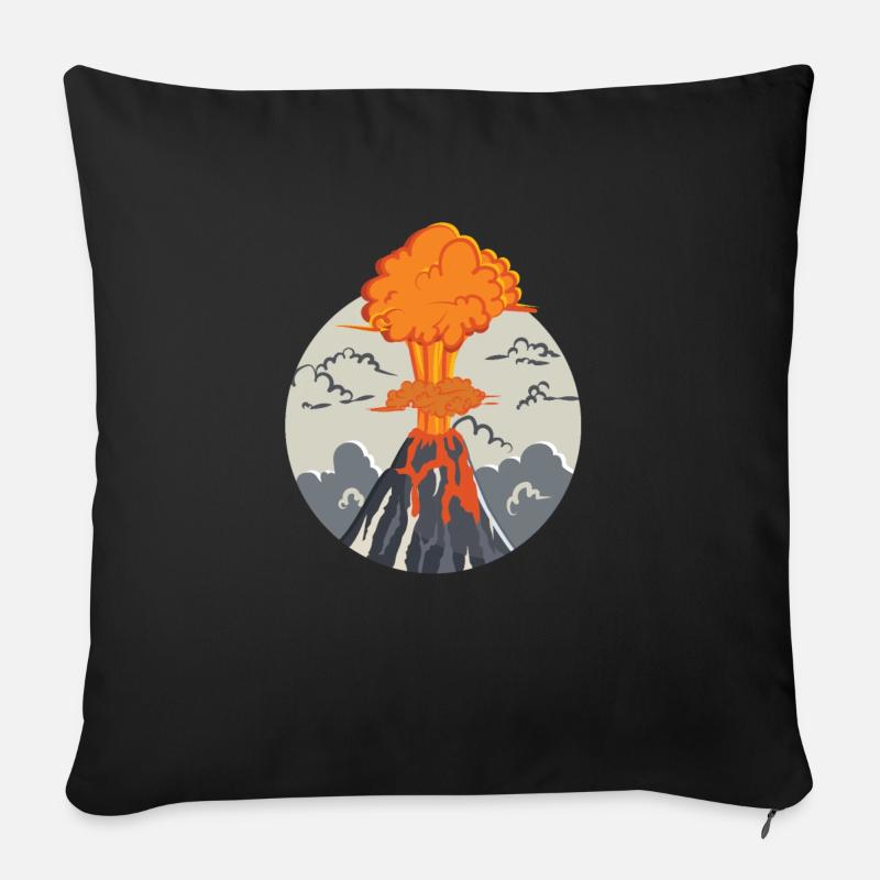 Volcan en éruption - Housse de coussin décorative 45 x 45 cm - noir