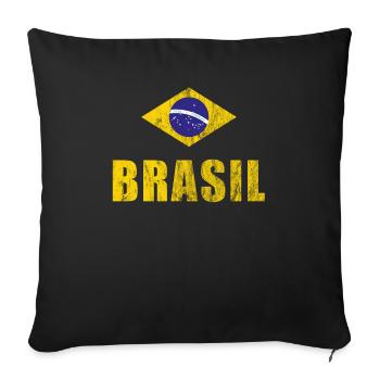 Brésil Football T-Shirt Jersey Fanshirt Ventilateurs - Housse de coussin décorative 45 x 45 cm - noir - Devant
