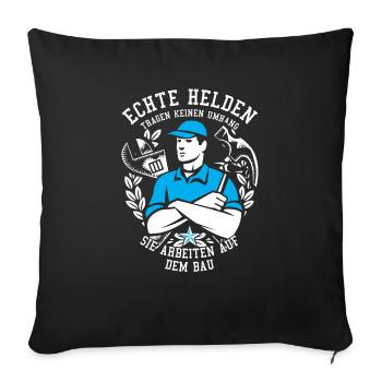 Bauarbeiter Shirt · Baustelle · Bagger · Helden - Sofakissenbezug 45 x 45 cm - Schwarz - Vorne