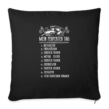 Landwirt Shirt · Landwirtschaft · Traktor Tag - Sofakissenbezug 45 x 45 cm - Schwarz - Vorne