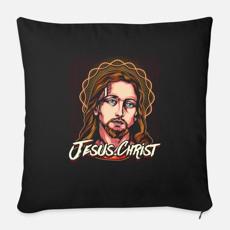 Jésus Christ Christ du Christ - Housse de coussin décorative 45 x 45 cm - noir