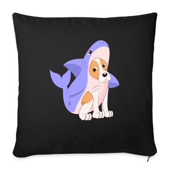 Dog in shark costume shirt gift Cute dogs - Sofa pillowcase 17,3'' x 17,3'' (45 x 45 cm) - black - Front