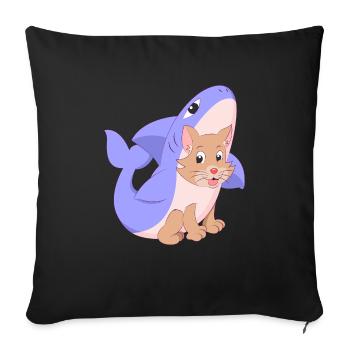 Cute cat in shark costume shirt gift cats - Sofa pillowcase 17,3'' x 17,3'' (45 x 45 cm) - black - Front