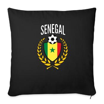 Maillot de football du Sénégal - Support de fan de football - Housse de coussin décorative 45 x 45 cm - noir - Devant