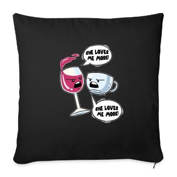 Wine Coffee Lover Love Fight Wineglass Mug - Sofa pillowcase 17,3'' x 17,3'' (45 x 45 cm) - black - Front