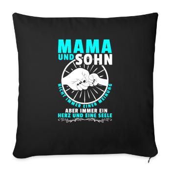 Mama und Sohn Shirt Geschenk Partnerlook - Sofakissenbezug 45 x 45 cm - Schwarz - Vorne