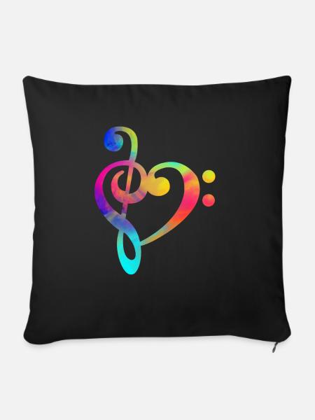 Notenschlüssel Bassschlüssel Shirt Musik Musiker - Sofakissenbezug 45 x 45 cm - Schwarz