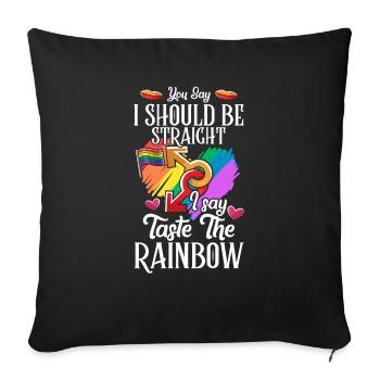 Bouton Le cadeau Rainbow Gay Pride LGBT LGBTQ - Housse de coussin décorative 45 x 45 cm - noir - Devant