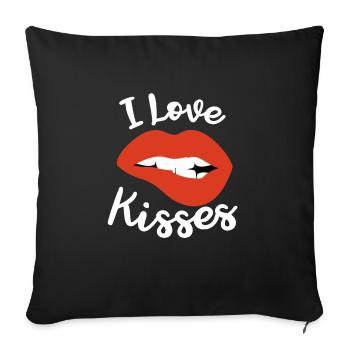 Lips kiss kiss gift love partner girlfriend - Sofa pillowcase 17,3'' x 17,3'' (45 x 45 cm) - black - Front