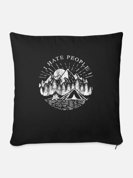 Je déteste les gens - Je déteste les gens qui font des cadeaux aux campeurs - Housse de coussin décorative 45 x 45 cm - noir