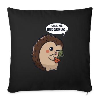 Hérisson câlins cactus - Housse de coussin décorative 45 x 45 cm - noir - Devant