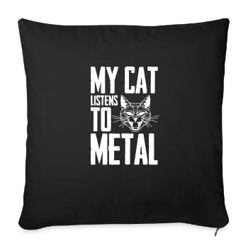 metal chat musique drôle humour heavy hard rock - Housse de coussin décorative 45 x 45 cm - noir - Devant