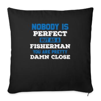Fischer Angler Fischen Angeln Fisch Geschenkidee - Sofakissenbezug 45 x 45 cm - Schwarz - Vorne