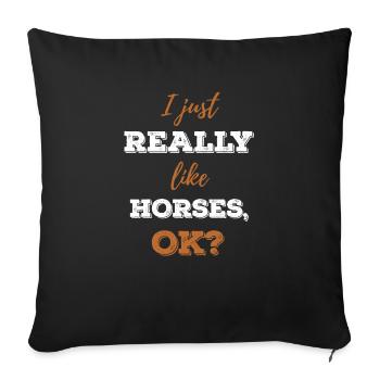 Cheval fille cheval femme cheval idée cadeau - Housse de coussin décorative 45 x 45 cm - noir - Devant