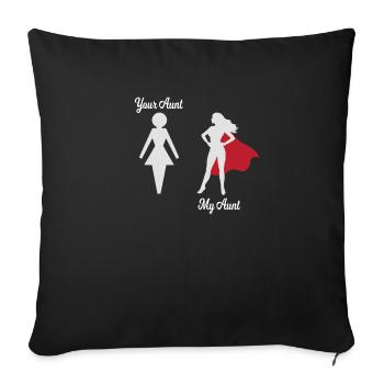 Votre tante Mon tante Super-héros cadeau FR - Housse de coussin décorative 45 x 45 cm - noir - Devant