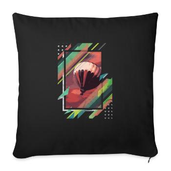 Affiche abstrait cadeau ballon à air chaud ballon - Housse de coussin décorative 45 x 45 cm - noir - Devant