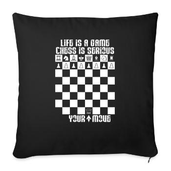 Pièce d'échecs cadeau chemise échecs joueur d'échecs - Housse de coussin décorative 45 x 45 cm - noir - Devant