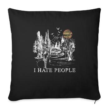 Je déteste les gens - Je déteste les gens - Housse de coussin décorative 45 x 45 cm - noir - Devant