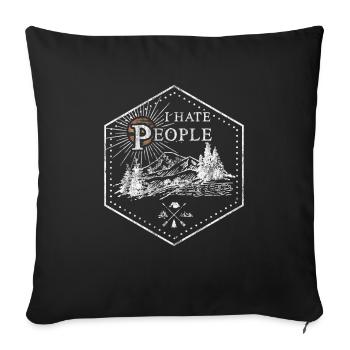 Je déteste les gens - Je déteste les gens - Housse de coussin décorative 45 x 45 cm - noir - Devant