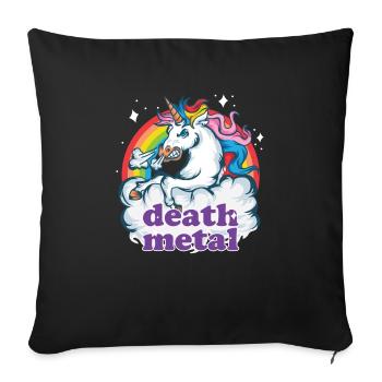 Cadeau de licorne de métal de la mort Licorne de musique lourde - Housse de coussin décorative 45 x 45 cm - noir - Devant