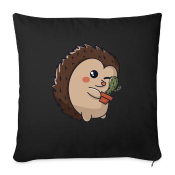 Hérisson épineux - Housse de coussin décorative 45 x 45 cm - noir - Devant