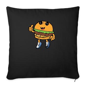 Burger Hamburger Cheeseburger Fast Food Hunger - Housse de coussin décorative 45 x 45 cm - noir - Devant