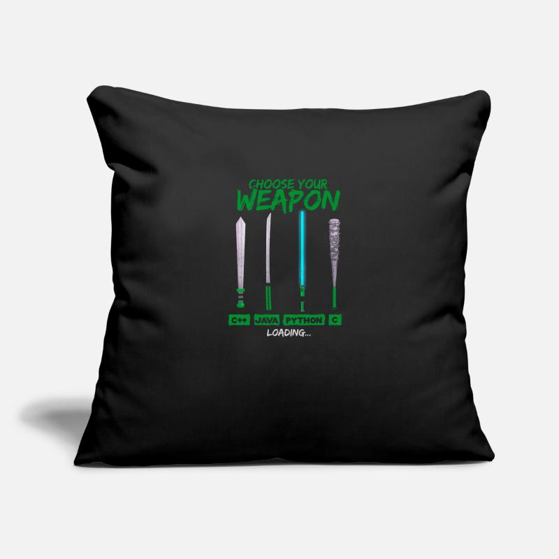 Cool Programmer Shirt Choisissez votre arme C ++ Java Housse de coussin décorative 45 x 45 cm
