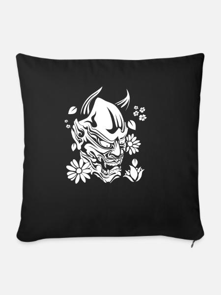 Teufel mit Blumen weiss - Sofakissenbezug 45 x 45 cm - Schwarz