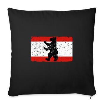 Berlin bear with Berlin flag - Sofa pillowcase 17,3'' x 17,3'' (45 x 45 cm) - black - Front