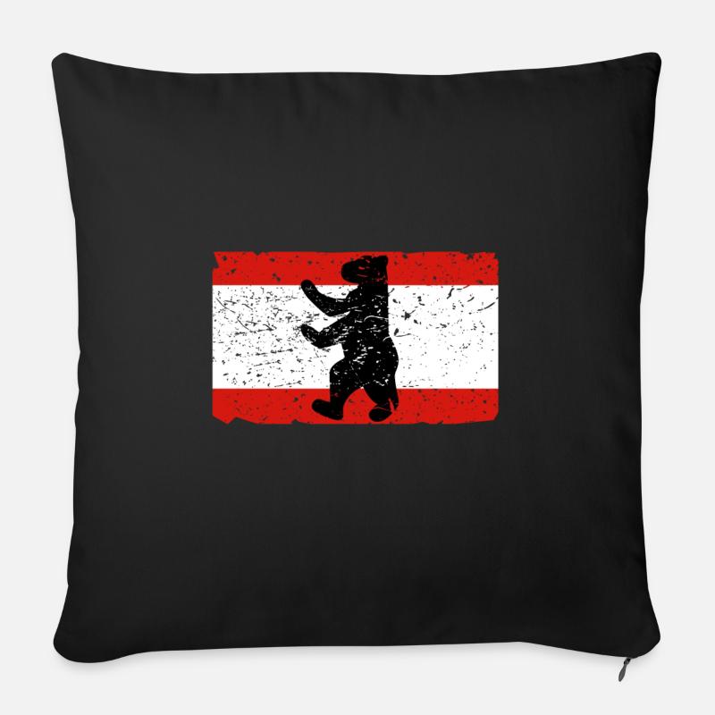 Ours de Berlin avec le drapeau de Berlin - Housse de coussin décorative 45 x 45 cm - noir