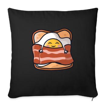 Sleeping breakfast/fried egg, toast and bacon - Sofa pillowcase 17,3'' x 17,3'' (45 x 45 cm) - black - Front