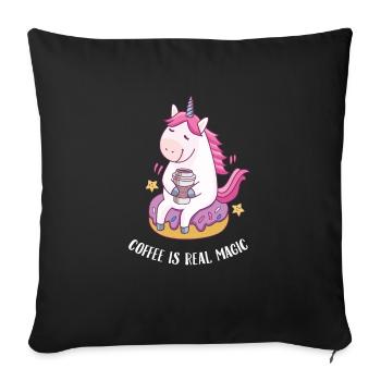 Coffee Is Real Magic - Coffee Unicorn Gift - Sofa pillowcase 17,3'' x 17,3'' (45 x 45 cm) - black - Front