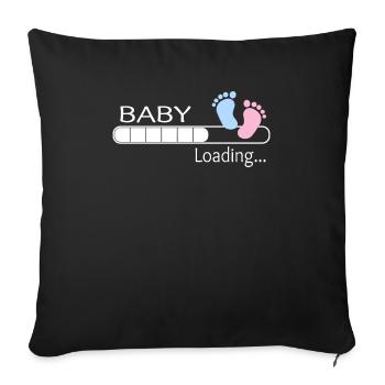 Bébé chargement maman enceinte maman cadeau maman - Housse de coussin décorative 45 x 45 cm - noir - Devant