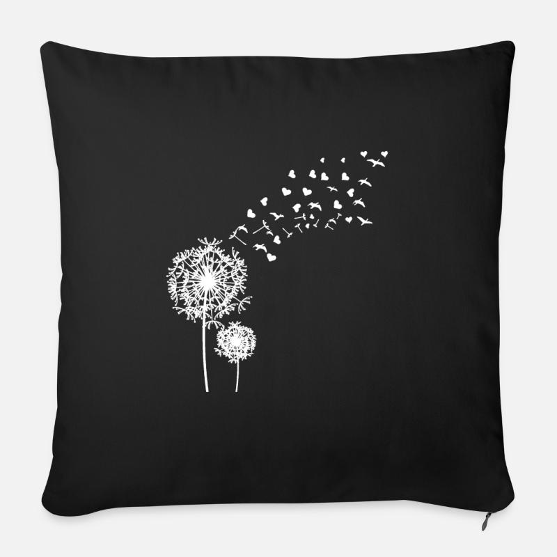 Pissenlit cadeau Pissenlit fleur nature - Housse de coussin décorative 45 x 45 cm - noir