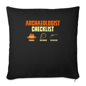 Archeology Checklist Hunting Adventure - Sofa pillowcase 17,3'' x 17,3'' (45 x 45 cm) - black - Front