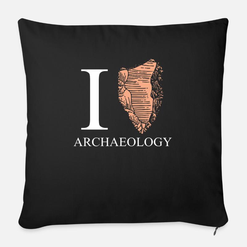 Amour archéologie rétro pierre - Housse de coussin décorative 45 x 45 cm - noir
