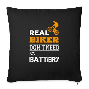 REAL BIKER NO BATTERY I mountain bike e-bike MTB - Sofa pillowcase 17,3'' x 17,3'' (45 x 45 cm) - black - Front