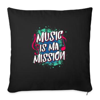 music is ma mission - Sofa pillowcase 17,3'' x 17,3'' (45 x 45 cm) - black - Front