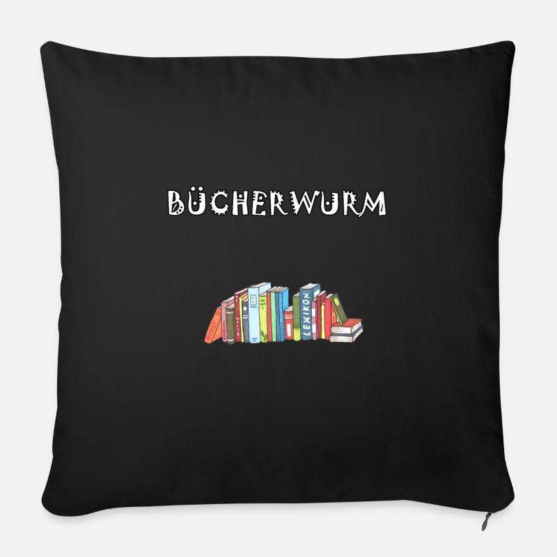 Buch Buch Bücher Bücher lesen Bücherwurm Buch - Sofakissenbezug 45 x 45 cm - Schwarz