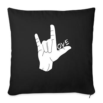 Langue des signes de l'amour Langue des signes ASL DGS Love - Housse de coussin décorative 45 x 45 cm - noir - Devant