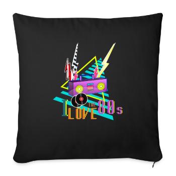 J'adore les années 80 j'aime la fête des années 80 stéréo - Housse de coussin décorative 45 x 45 cm - noir - Devant