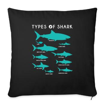 Types de cadeaux de chemise de requin styles de requin - Housse de coussin décorative 45 x 45 cm - noir - Devant