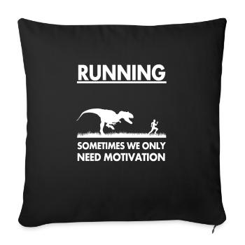 Course à pied motivation dinosaure cadeau idée cadeau - Housse de coussin décorative 45 x 45 cm - noir - Devant