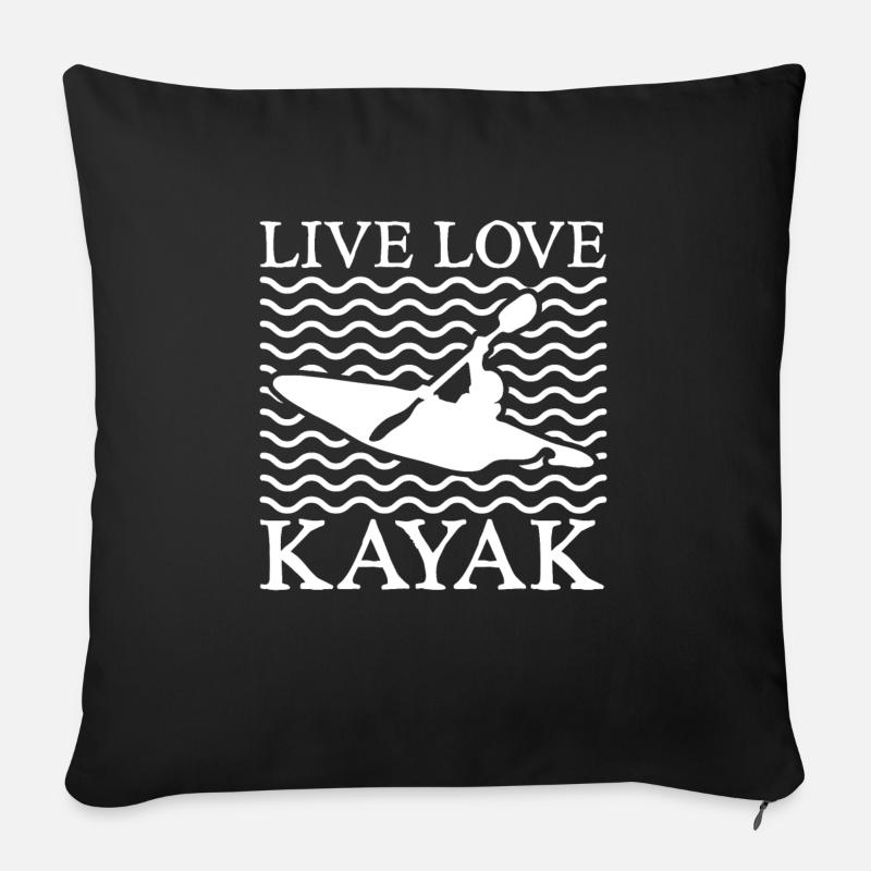 Kayak Kanu Geschenk Shirt - Sofakissenbezug 45 x 45 cm - Schwarz