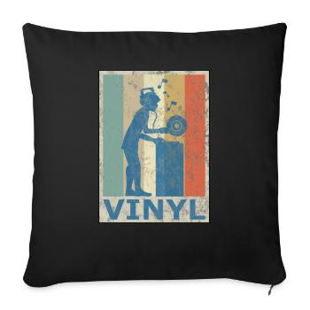 Retro Vintage Style DJ Deejee Vinyl Record - Sofa pillowcase 17,3'' x 17,3'' (45 x 45 cm) - black - Front