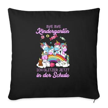 Inscription 1ère année retour à l'école licorne cadeau - Housse de coussin décorative 45 x 45 cm - noir - Devant