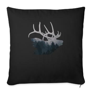 Moose Scandinavia Gift Hunter Deer Antler - Sofa pillowcase 17,3'' x 17,3'' (45 x 45 cm) - black - Front