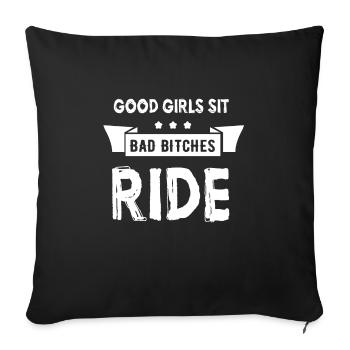 Bikerin Biker Bike Chopper Motorrad Geschenk - Sofakissenbezug 45 x 45 cm - Schwarz - Vorne