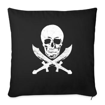Skull pirate saber buccaneer pirate flag - Sofa pillowcase 17,3'' x 17,3'' (45 x 45 cm) - black - Front
